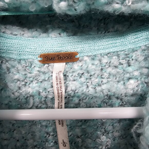 Free People Turtleneck Sweater Blue Boho Oversized L - Picture 4 of 7